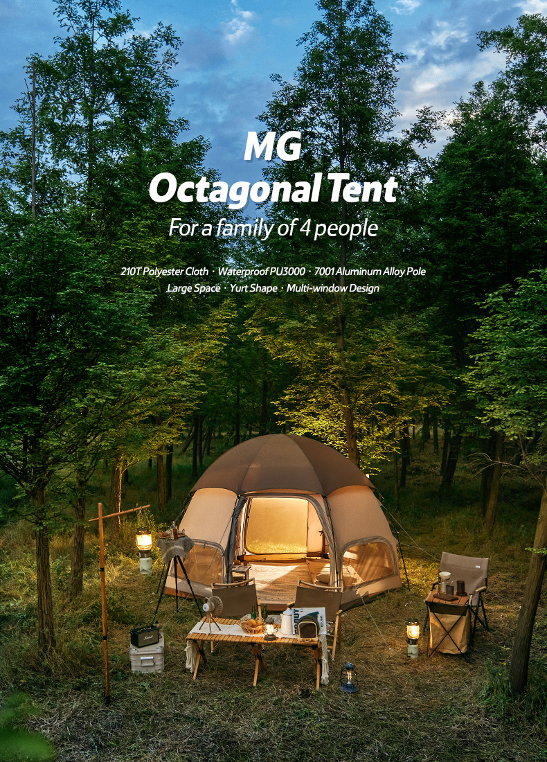 Cheap Goat Tents  Outdoor Camping Octagonal Tent Multi Window Ventilation Mushroom Type Camping Tent MG NH22ZP012   